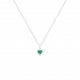 Collier coeur en argent avec pierre coeur en cristal vert et zirconium pas cher Obrillant-Bijoux