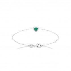 Bracelet coeur argent avec pierre vert émeraude en cristal et zirconium pas cher Obrillant-Bijoux