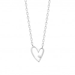 Collier coeur argent pierre en zirconium pas cher Obrillant-Bijoux