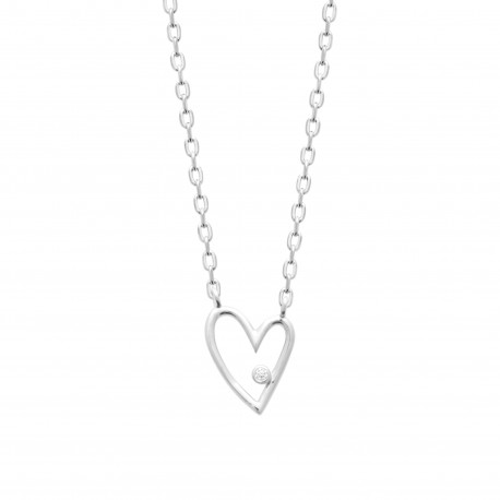 Collier coeur argent pierre en zirconium pas cher Obrillant-Bijoux