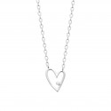 Collier coeur argent avec pierre en oxyde de zirconium blanc