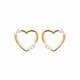 Boucles d'oreilles puces coeur Plaqué Or pierres zirconium pas chère obrillant-bijoux