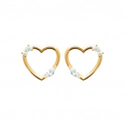 Boucles d'oreilles puces coeur Plaqué Or pierres zirconium pas chère obrillant-bijoux
