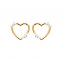 Boucles d'oreilles puces coeur en Plaqué Or pierres zirconium blanc