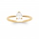 Bague solitaire Plaqué Or pierre poire Zirconium blanc - Obrillant-Bijoux - pas chère