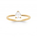 Bague solitaire Plaqué Or pierre poire en Oxyde de Zirconium - Obrillant-Bijoux