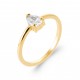 Bague solitaire Plaqué Or pierre poire Zirconium blanc - Obrillant-Bijoux - pas chère