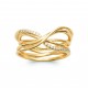Bague Plaqué Or multi-rangs croisés pavé zirconium - Obrillant-Bijoux - pas chère