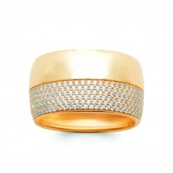 Bague Large Plaqué Or bande micropavage pierres zirconium - Obrillant-Bijoux - pas chère