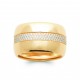 Bague Large Plaqué Or bande micropavage pierres zirconium - Obrillant-Bijoux - pas chère