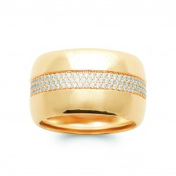 Bague Large Plaqué Or bande micropavage pierres zirconium - Obrillant-Bijoux - pas chère