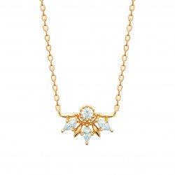Collier éventail Plaqué Or pierres zirconium pas cher Obrillant-Bijoux