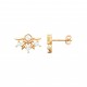 Boucles d'oreilles puces Plaqué Or éventail zirconium pas chère Obrillant-Bijoux