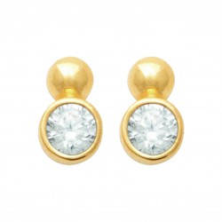 Boucles d'oreilles puces plaqué or pierre sertie clos en zirconium blanc pas chères obrillant-bijoux