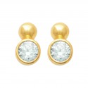 Boucles d'oreilles puces plaqué or pierre sertie clos en zirconium