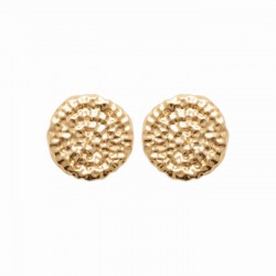 Boucles d'oreilles puces rondes martelés plaqué or pas chère obrillant-bijoux