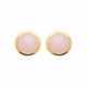 Puces d'oreilles en plaqué or pierre ronde en quartz rose obrillant-bijoux
