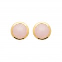 Puces d'oreilles en plaqué or pierre ronde en quartz rose véritable