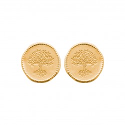 Puces d'oreilles en plaqué or arbre de vie obrillant-bijoux