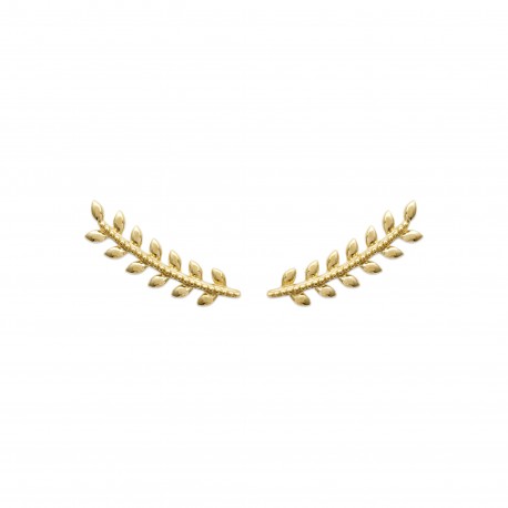 Boucles contours d'oreilles plaqué or feuilles laurier mode obrillant-bijoux