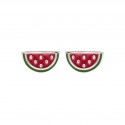 Boucles d'oreilles enfant en argent 925 rhodié pastèque