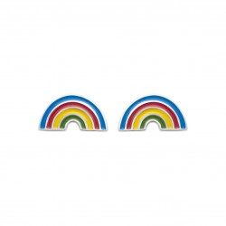 Boucles d'oreilles enfant en argent rhodié arc en ciel pas cher obrillant-bijoux
