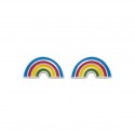 Boucles d'oreilles enfant en argent rhodié arc en ciel