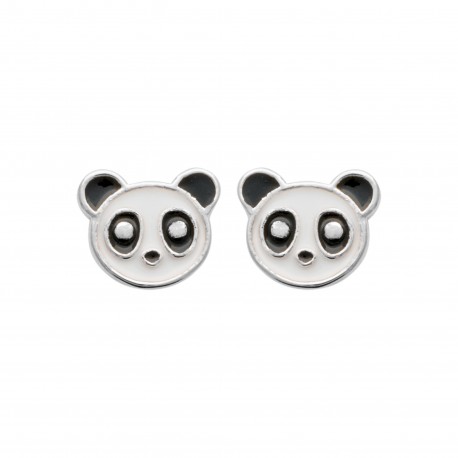 Boucles d'oreilles enfant en argent rhodié Koala en émail pas cher obrillant-bijoux