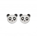 Boucles d'oreilles enfant en argent rhodié Panda