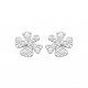 Boucles d'oreilles puces argent fleur pavé en zirconium blanc pas chère obrillant-bijoux