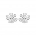 Boucles d'oreilles puces argent fleur pavé zirconium