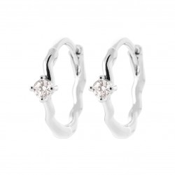 Mini créoles argent pierre en zirconium blanc pas chère obrillant-bijoux