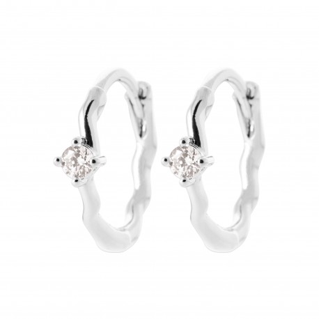 Mini créoles argent pierre en zirconium blanc pas chère obrillant-bijoux