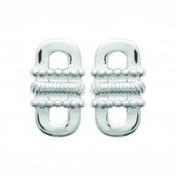 Boucles d'oreilles puces en Argent rhodié maillon ciselé pas chère obrillant-bijoux