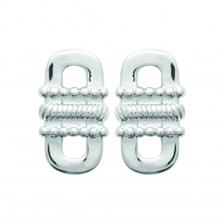 Boucles d'oreilles puces en Argent rhodié maillon ciselé pas chère obrillant-bijoux
