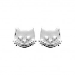 Boucles d'oreilles enfant en argent rhodié petit chat pas cher obrillant-bijoux