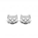 Boucles d'oreilles enfant en argent rhodié petit chat
