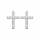 Boucles d'oreilles puces argent croix pavé en zirconium blanc pas chère obrillant-bijoux