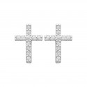 Boucles d'oreilles puces argent croix pavé en zirconium