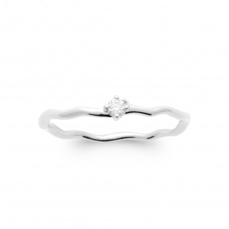 Bague solitaire fine argent pierre en zirconium blanc pas chère Obrillant-bijoux