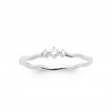 Bague fine en argent 3 pierres oz en zirconium blanc