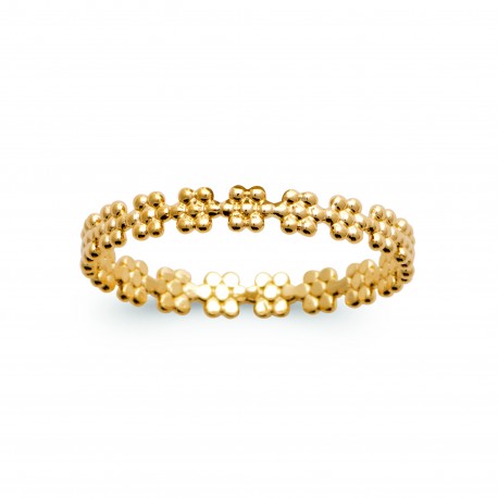 Bague en plaqué or fleurs petites boules pas chère Obrillant-Bijoux