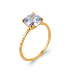 Solitaire plaqué or pierre 8 mm en zirconium blanc Obrillant-bijoux