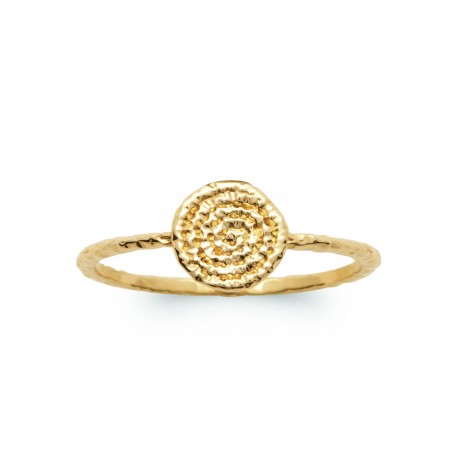 Bague Plaqué Or pastille ronde martelée pas chère obrillant-bijoux