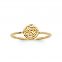 Bague Plaqué Or Pastille Ronde Martelée