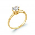 Solitaire en plaqué or monture 6 griffes pierre 6 mm en zirconium blanc