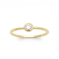 Solitaire en plaqué or pierre ronde sertie clos en zirconium blanc Obrillant-bijoux