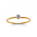 Solitaire en plaqué or pierre sertie clos en cristal bleu