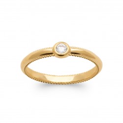 Solitaire en plaqué or pierre ronde sertie clos en zirconium blanc Obrillant-Bijoux