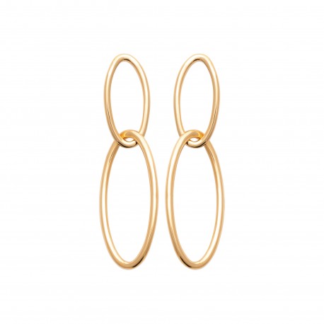 Boucles d'oreilles en plaqué or anneaux ovales entrelacés pas chère obrillant-bijoux
